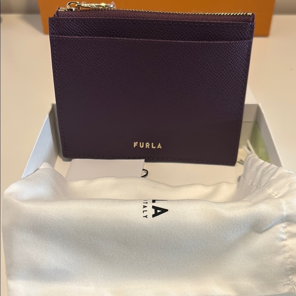Furla Purple Leather Card Holder